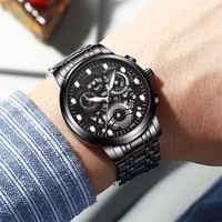 Fngeen 4088 Jam Tangan kuarsa untuk pria, arloji bercahaya tahan air bahan baja tahan karat, Jam Tangan mode bisnis mewah untuk pria