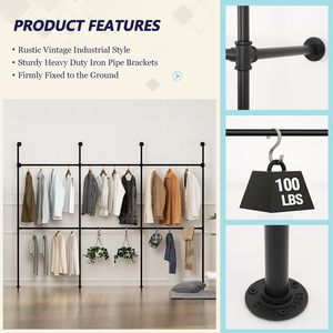 YIJIALE Gold Clothing <strong>Rack</strong> Clothes <strong>Racks</strong> <strong>Rails</strong> Display Heavy Duty Clothes <strong>Rack</strong> - Product Image 3