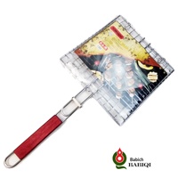 Ensemble d'outils de barbecue coréens à long manche avec poignée en bois, pinces à charbon de bois portables pour le camping et l'extérieur