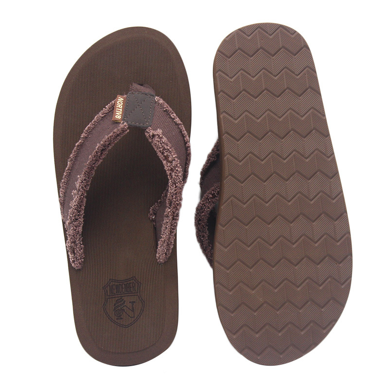 Men\'s Brown Flat Thongs Solid Comfort Split Toe Rubber Flip Flop Slipper Shoes Men main image 4