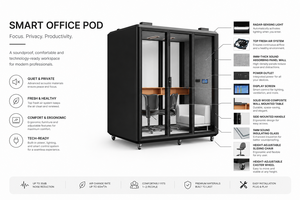 Cabine de <span class=keywords><strong>bureau</strong></span> insonorisée pour 4 personnes - Cabine de travail acoustique privée pour la <span class=keywords><strong>musique</strong></span> et l'enregistrement | Espace calme pour la visioconférence - Product Image 3