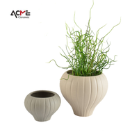 Pot bunga Matte keramik dalam ruangan Modern tahan lama, Pot Bonsai putih kerajinan silinder Pot tanaman mode kontemporer