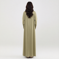 Nouvel Arrivage Lignes : Ensemble Abaya Cardigan Ouvert en Satin Vert Sauge Personnalisé pour Femme Musulmane – Tenue Quotidienne Modeste
