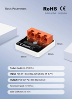 Mini Extender POE Tersembunyi 3 Port 1 Masuk 2 Keluar 10/100/1000Mbps 1G Switch Kapasitas Dapat Ditumpuk untuk Kamera CCTV
