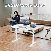 Bureau debout électrique réglable en hauteur avec gestion des câbles, prend en charge deux moniteurs, table de bureau ergonomique blanche