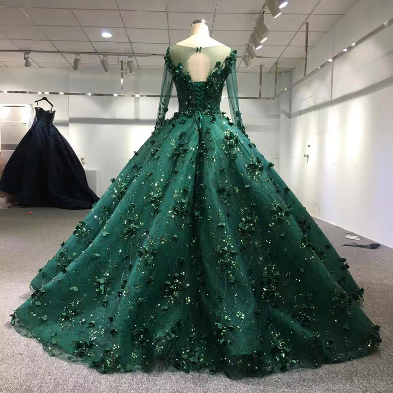 Shop Our 9838 Prom Dress 2022 - Luxury Long Sleeve Green