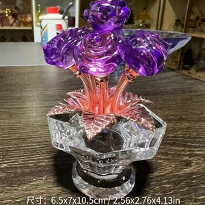 Ornement de plante en cristal, forme géométrique violette, décoration de bureau pour salon, cadeau d'anniversaire, cadeau personnel - Product Image 5