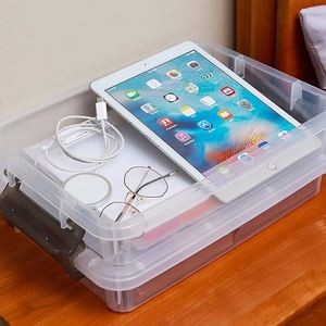 Plastic Storage Bins with Latching Lids Stackable Storage <b>Box</b> for Organizing A4 Paper Portable Project Case Clear <b>File</b> <b>Box</b> - Product Image 6