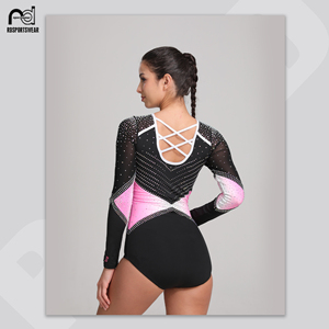 Vente en gros de vêtements de gymnastique personnalisés, justaucorps de danse avec strass brillants, justaucorps de gymnastique de compétition - Product Image 1