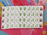 Set Mahjong Panda Mahjong Mahjong Crown Flower Kawaii 160 Buah Ubin Mahjong Gaya Amerika Profesional dengan Ikon Bambu untuk Permainan Sosial