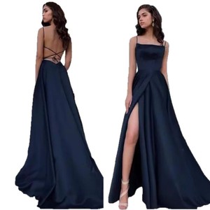 S0093A nouveau Style Satin longue longueur au sol fente taille-bretelles cintrage bal adulte cérémonies anniversaires soirée robe de soirée - Product Image 1