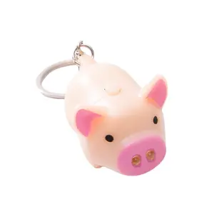 New Cute Pig LED Flashlight Sound Rings Antistress Luminous Kids Toys Pig Cartoon Lighting Up Flashing Keychains Funny Kids Toys