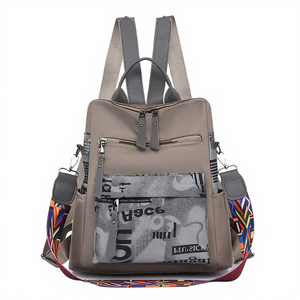 Wholesale Custom New Vintage Fashion Style Nylon Waterproof Zipper Casual Sport Backpack Girls Travel School Bag - Product Image 3