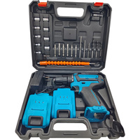 Perceuse-visseuse rechargeable 12V avec mandrin 10mm, marteau perforateur, tournevis, poignée ergonomique, légère, pour l'entretien et l'artisanat, avec boîte à outils