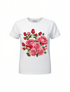 T-shirt Floreale da Donna Gcktdi, Stampa Rose Rosa Tenue, Vestibilità Ampia, Girocollo, Manica Corta, Abbigliamento Casual per Tutte le Stagioni, in Jersey Traspirante - Product Image 1