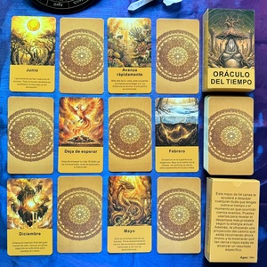 Cartes <span class=keywords><strong>Oracle</strong></span> <span class=keywords><strong>du</strong></span> Temps Espagnol en Gros, Jeu de 54 Cartes avec Boîte, Cartes de Guidage Spirituel 350GSM, Personnalisation OEM - Product Image 5