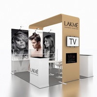 Stand d'exposition 10x10 pour salon professionnel, en tube d'aluminium avec étagère en tissu tendu