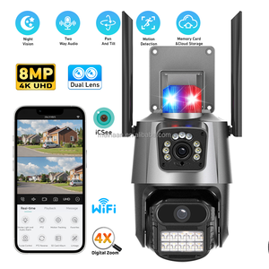 批发8MP 4k户外防水无线WiFi网络IP PTZ摄像机ICSee双镜头闭路电视WiFi家庭安全摄像机 - Product Image 1