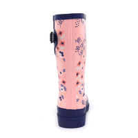 Bottes de pluie en caoutchouc naturel pour femmes, écologiques, imprimé floral rose, imperméables, mi-mollet, vente en gros d'usine, vente en vrac