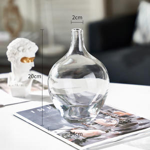 Mini décoration transparente Simple petite bouche grand ventre Vase en verre horloge suspendue cheval ivre bois pour usage domestique sol hydroponique - Product Image 5