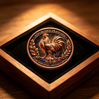 Pièce de monnaie de 1 once AVDP en cuivre fin .999, motif Coq Français, pièce ronde de la République Française, objet numismatique de collection pour les passionnés d'histoire de la France