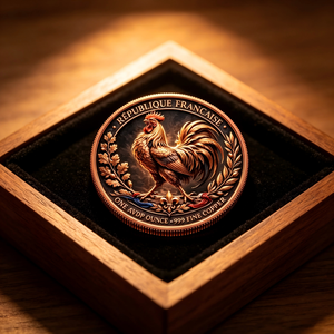 Pièce de monnaie de 1 once AVDP en cuivre fin .999, motif Coq Français, pièce ronde de la République Française, objet numismatique de collection pour les passionnés d'histoire de la France - Product Image 3