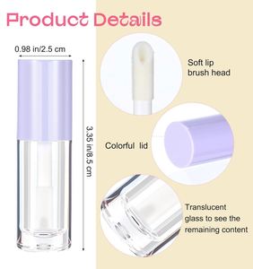 Custom Logo Lip Glaze Lipgloss Tube Eyeliner Mascara Tube Screw Cap Skin Care pink White <b>Round</b> Lip Gloss with Big <b>Brush</b> - Product Image 2
