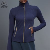 Veste de sport à col montant et manches longues avec fermeture éclair, personnalisable OEM/ODM, pour femmes, veste de course, vêtements de sport actifs