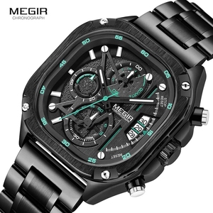 MEGIR 2217 Esfera cuadrada Cuarzo Citizen Reloj para hombre Moda Cronógrafo Correa de acero inoxidable Antiguo 46mm Resistente al agua - Product Image 3
