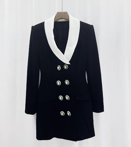 <span class=keywords><strong>Abito</strong></span> Blazer da Donna <span class=keywords><strong>Nero</strong></span> Elegante con Risvolto e <span class=keywords><strong>Doppio</strong></span> <span class=keywords><strong>Petto</strong></span>, Mini <span class=keywords><strong>Abito</strong></span> alla Moda con Contrasto di Colore e Vita Stretta per Ufficio - Product Image 5