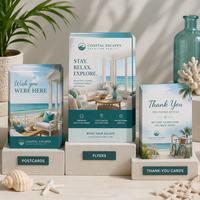 Kit di Marketing Immobiliare Personalizzato per Resort Vacanzieri: Cartoline e Volantini Lifestyle per Agenzie di Proprietà Costiere e Brand di Destinazioni