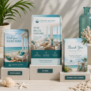 Kit de Marketing Inmobiliario para Resorts de Vacaciones Personalizados: Postales, Folletos de Estilo de Vida, Destinos, Propiedades Costeras, Impresión de Marca para Agentes - Product Image 3