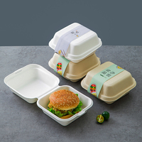 Emballage alimentaire personnalisé en bagasse de canne à sucre biodégradable pour beignets, pâtisseries, gâteaux, conteneur alimentaire écologique, boîte à hamburger en canne à sucre
