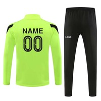 Setelan olahraga sepak bola ritsleting 1/4 kustom setelan olahraga tim 2 buah Pria 100% poliester pakaian olahraga latihan sepak bola