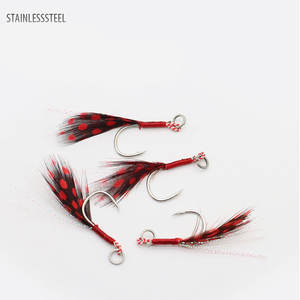 Anzuelos de Pesca Premium con Pluma de Asistencia, Anzuelos de Pesca con <span class=keywords><strong>Punta</strong></span> Afilada Reflectante y Seda Brillante - Product Image 5