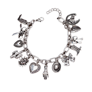 <span class=keywords><strong>Bracelet</strong></span> à breloques occidental femmes rétro Vintage bottes de Cowboy coeur médaillon cheval chaussure breloques chaîne <span class=keywords><strong>lien</strong></span> Bracelets Cowgirl mode - Product Image 1
