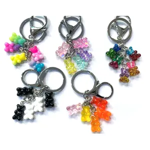 Very Cute Resin Gummy Bear Keychain For Woman Candy Color Animal Bear Charms Keyring Girls Colorful Handbag Keyring Jewelry Gift