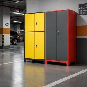 Armoire de rangement en acier à double porte avec serrure électronique à code pour garage - Product Image 5