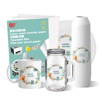 Papier transfert à l'eau pour imprimante laser, transparent blanc, format A4, pour mugs DIY, décalcomanies sur verre, faux cils, shampoing, logo personnalisé résistant à l'eau