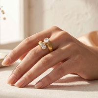 Bagues minimalistes en or plaqué 18 carats avec pierres ovales en CZ, bagues solitaires en acier inoxydable pour femmes, bijoux tendance