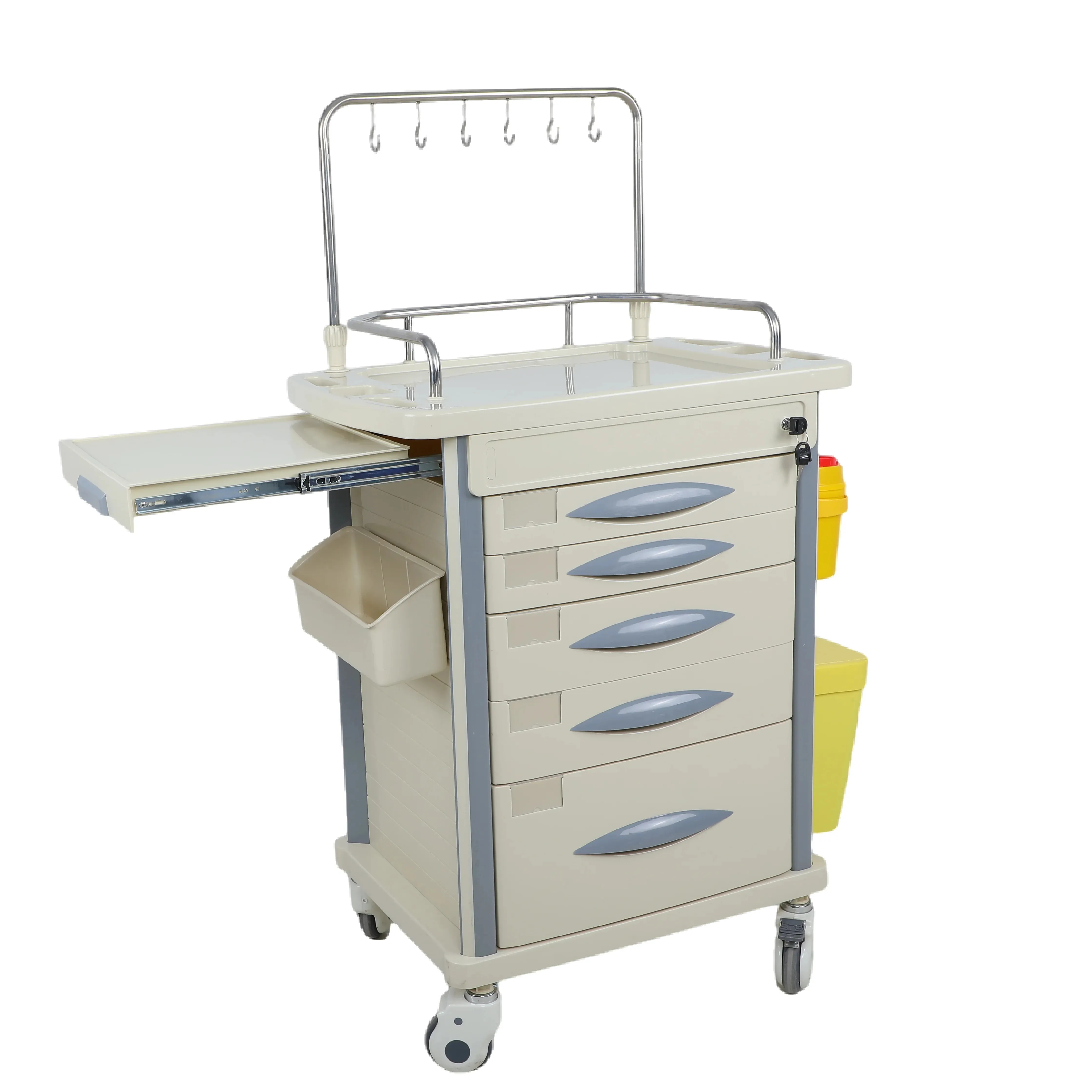 Ginee Medische Goedkope Plastic Draagbare Burness Handige Grote Capaciteit Medische Plastic Infusietrolley Voor Ziekenhuis Of Kliniek