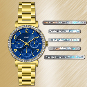 นาฬิกาควอตซ์ผู้ชาย ODM OEM แบบกำหนดเอง หรูหรา ตัวเรือนสแตนเลสสตีลสีทอง หน้าปัดขนาด 22 มม. ตัวเรือนขนาด 40 มม. กระจกแซฟไฟร์ กันน้ำ 5BAR - Product Image 2
