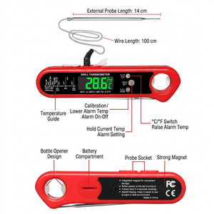 Termómetro Digital para Parrilla, Medidor de Temperatura de Alimentos con Pantalla LCD Retroiluminada, Doble Sonda, para Carne, Horno y Bebidas - Product Image 3