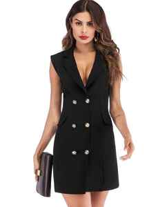 2019 primavera ed estate, novità da donna, <span class=keywords><strong>abito</strong></span> senza maniche, doppio petto, da donna - Product Image 2