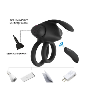 Anillo vibrador para pene con puerto de carga USB para mejorar el rendimiento sexual masculino y controlar el tiempo de eyaculación. - Product Image 1