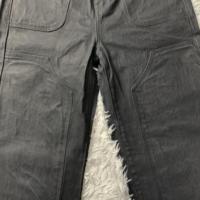 DENIMGUYS 2025 Pantalon de travail pour homme à double genouillère, style charpentier, en jean enduit de cire
