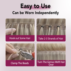 Extensiones de Cabello Humano FH Invisible Hole Butterfly Weft # Extensiones de Cabello Remy Genius Xo Hole Weft Double Drawn Butterfly Weft, Color Negro 1A - Product Image 4