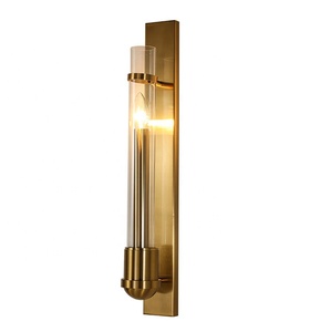 现代简约轻铁铝玻璃卧室床过道走廊E14灯泡金色壁灯 - Product Image 1