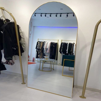 Miroir arqué doré 180x80cm, décoration moderne, forme personnalisée, miroir mural sur pied pleine longueur