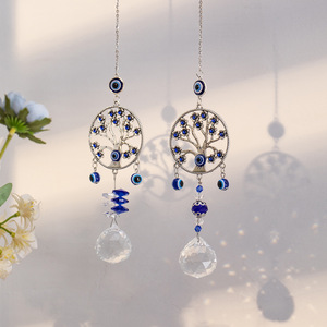 Attrape-soleil Boho <span class=keywords><strong>Arbre</strong></span> <span class=keywords><strong>de</strong></span> <span class=keywords><strong>Vie</strong></span> Œil du Diable Fait Main Perles et Cristal Pendentif Porte-Bonheur Cadeau pour Décoration Maison Bureau Voiture - Product Image 1